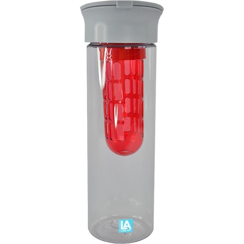 Бутылка для воды Line Art Clear 800 мл серая с красным (20223LA-02) - фото 1