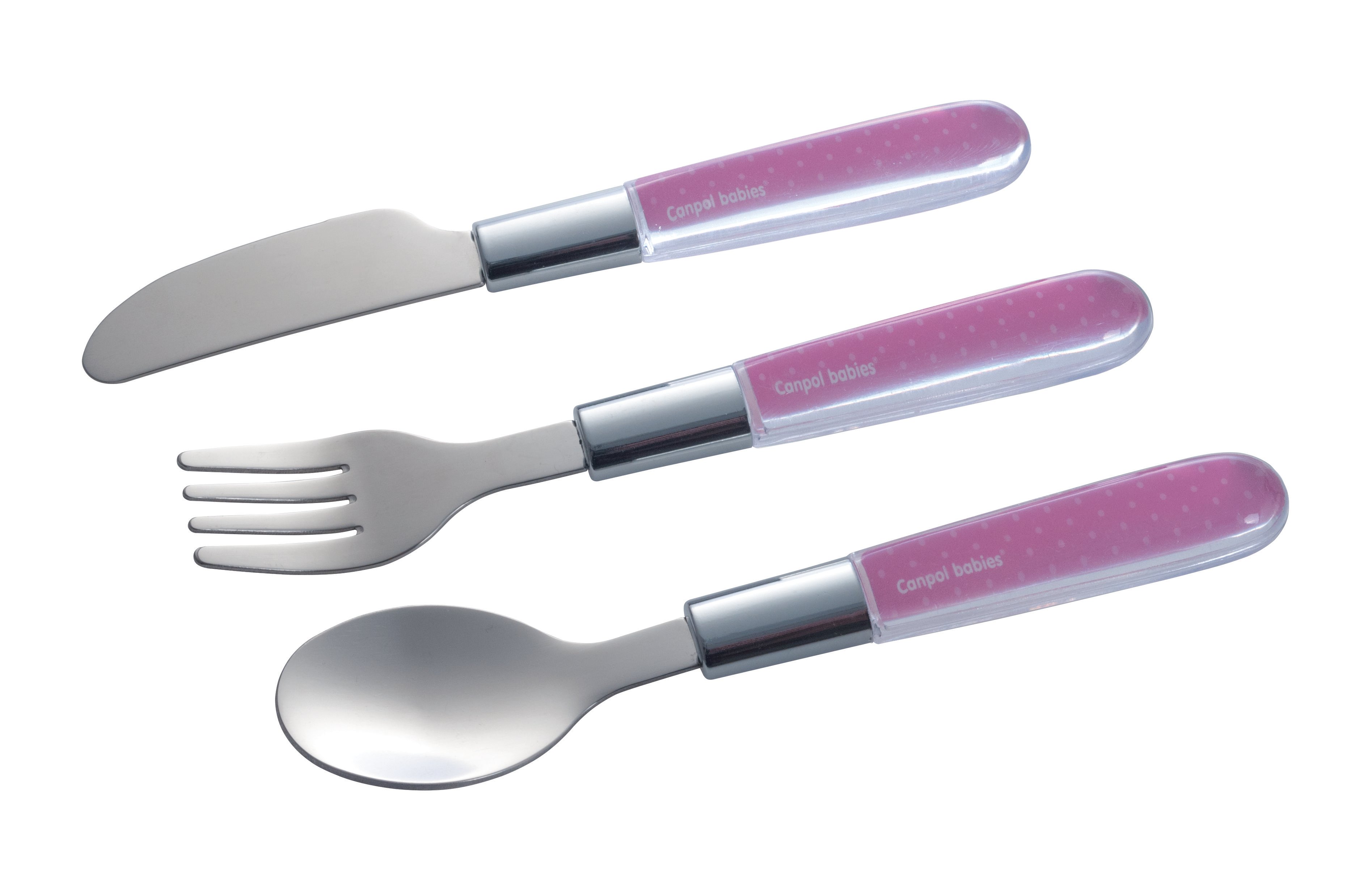 Набор столовых приборов Canpol babies (вилка, ложка и нож), розовый (9/477_pin) - фото 1