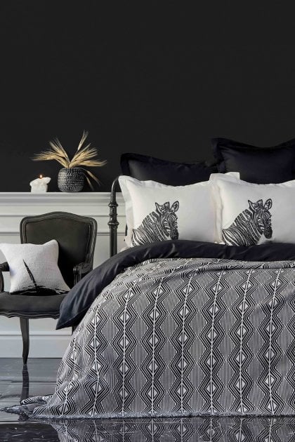 Набор постельное белье с пледом Karaca Home Burundi, евро, темно-серый, 7 предметов (2000022194785) - фото 1