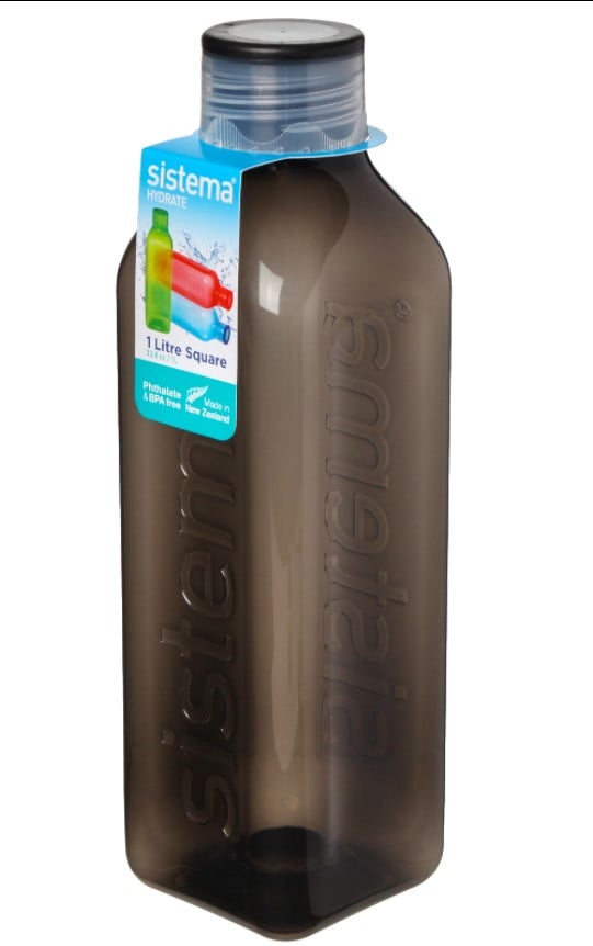 Бутылка для воды Sistema, квадратная, 1 л, черный (890-5 black) - фото 1