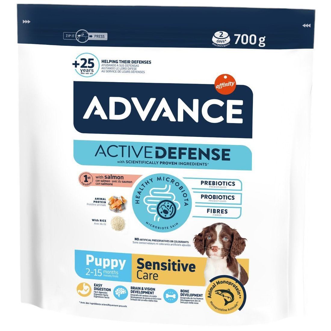 Сухой корм для щенков с чувствительным пищеварением Advance Active Defense Puppy Sensitive Care с лососем и рисом 700 г - фото 1