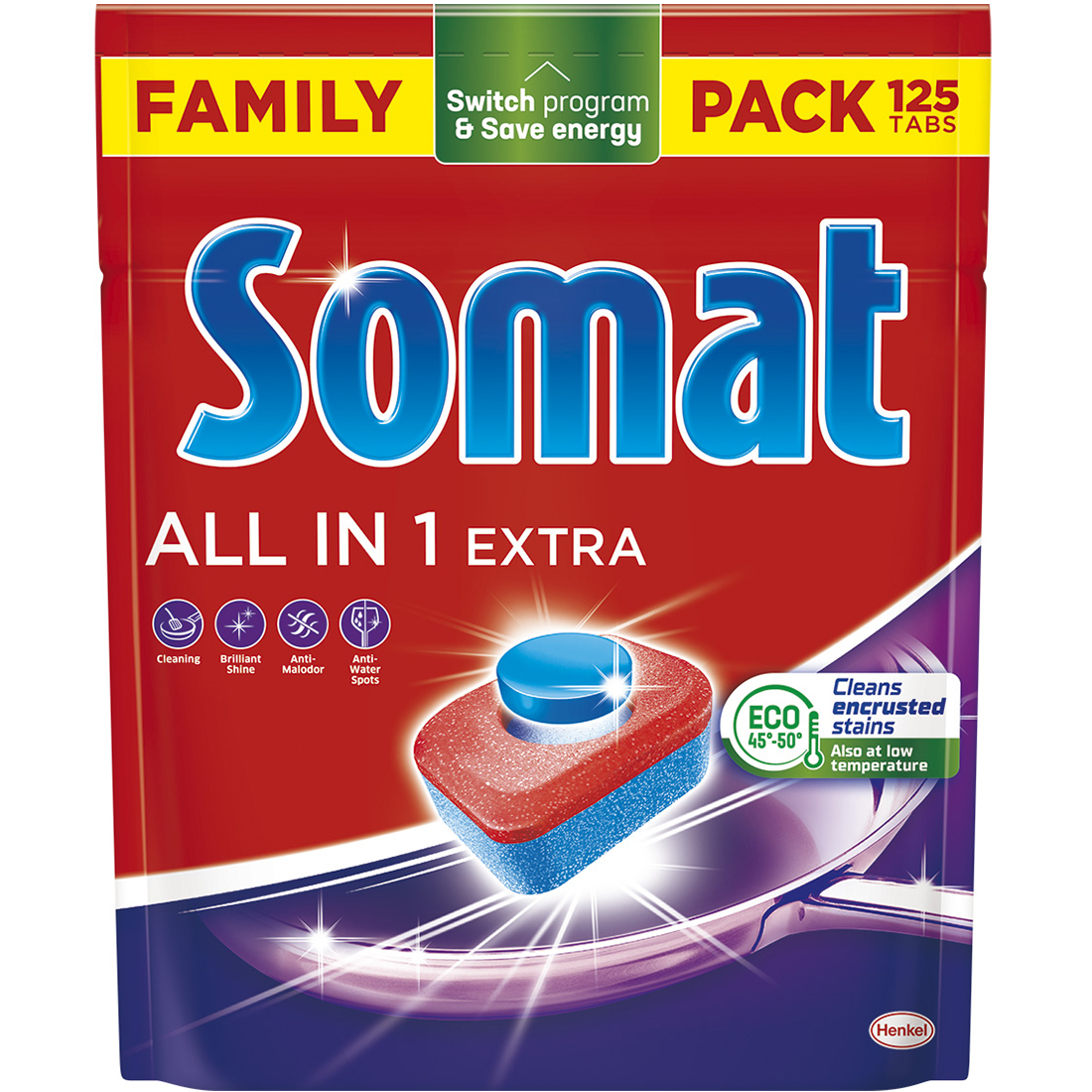 Таблетки для посудомоечной машины Somat All in 1 Extra 125 шт. - фото 1