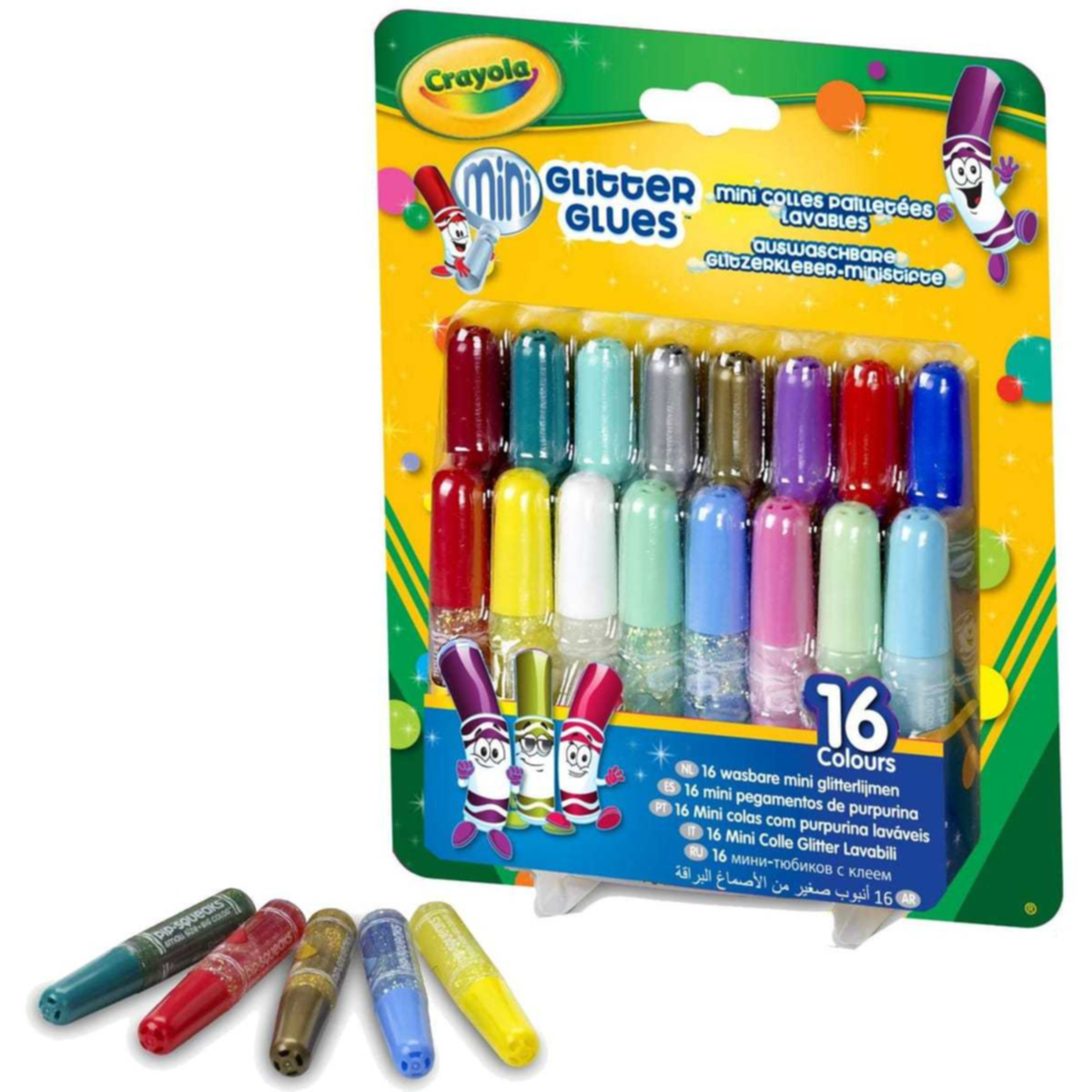 Рідкий клей Crayola PiP-Squeaks Washable Glitter Glue Unique & Bright Colors з блискітками 16 шт. (69-4200) - фото 3