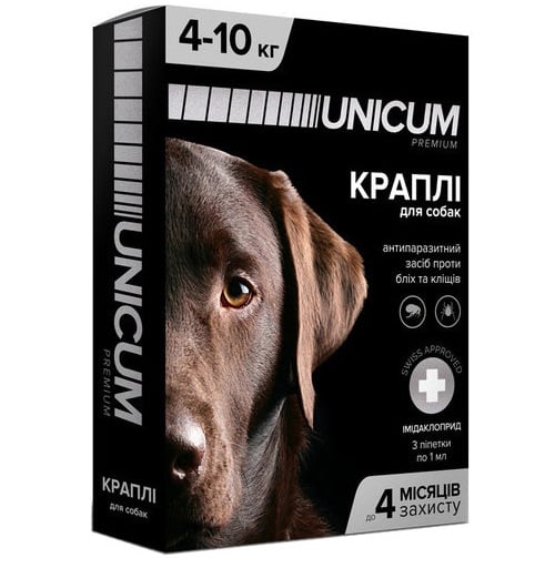 Капли Unicum Рremium от блох и клещей для собак, 4-10 кг (UN-007) - фото 1