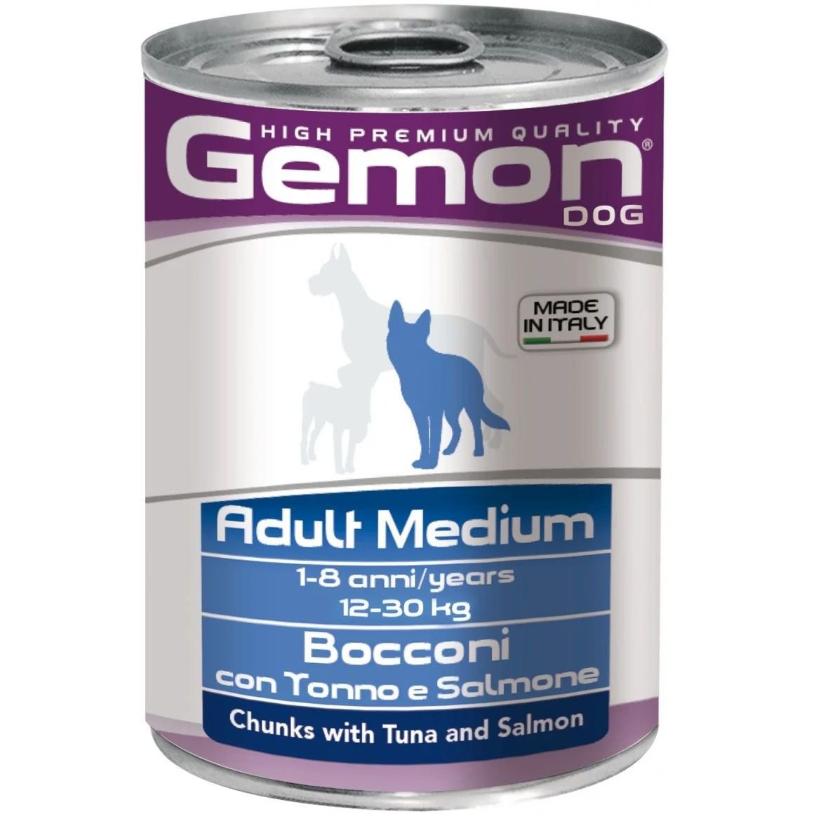Вологий корм Gemon Dog Wet Medium Adult шматочки з тунцем та лососем, 415 г (70387880) - фото 1