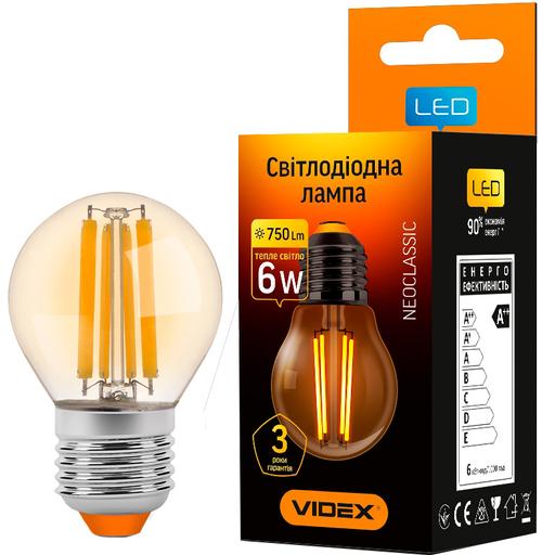 Світлодіодна лампа Videx Filament 6 W E27 2200 K бронза (VL-G45FA-06272) - фото 1