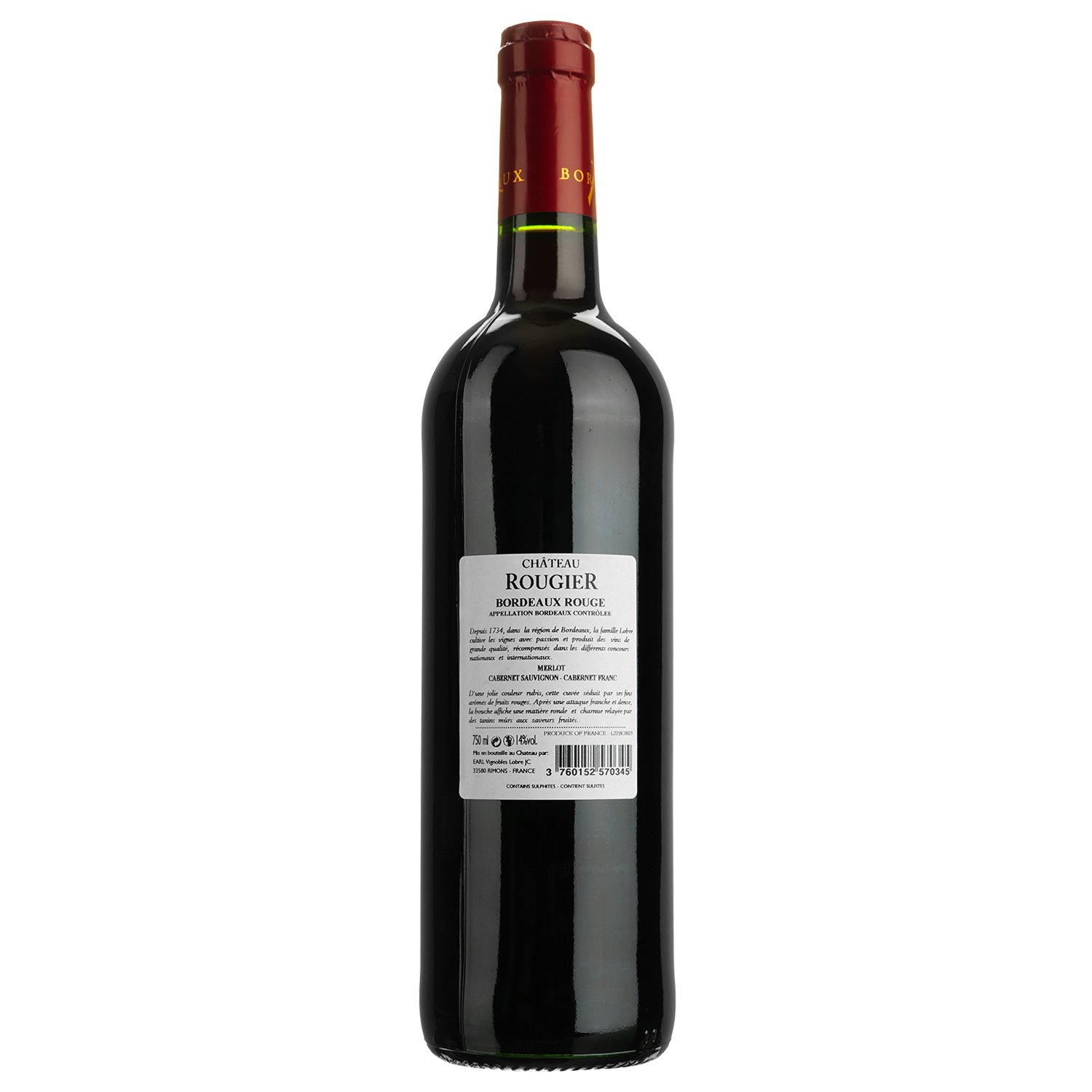 Вино Chateau Rougier Medaille D'or Bordeaux, красное, сухое, 0,75 л - фото 2