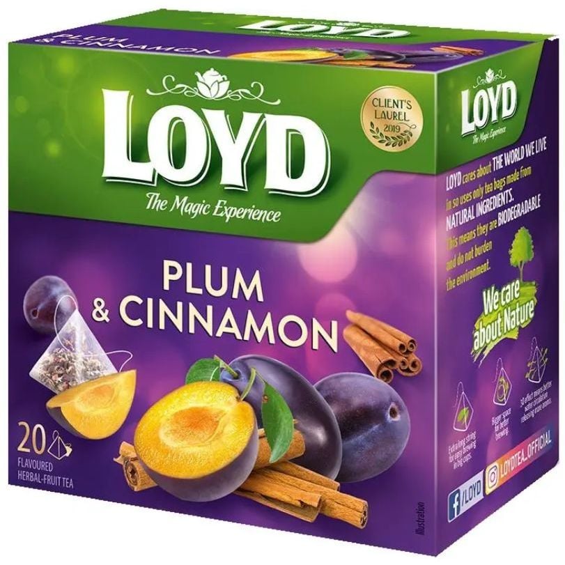 Чай фруктовый Loyd Plum&Cinnamon, Слива и корица, в пирамидках, 40 г - фото 1