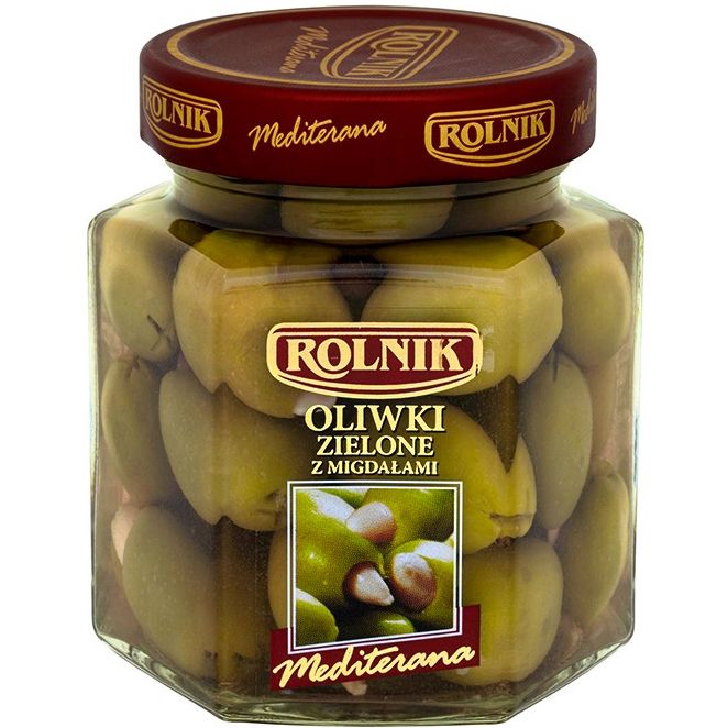 Оливки зеленые Rolnik Mediterana с миндалем 280 г - фото 1