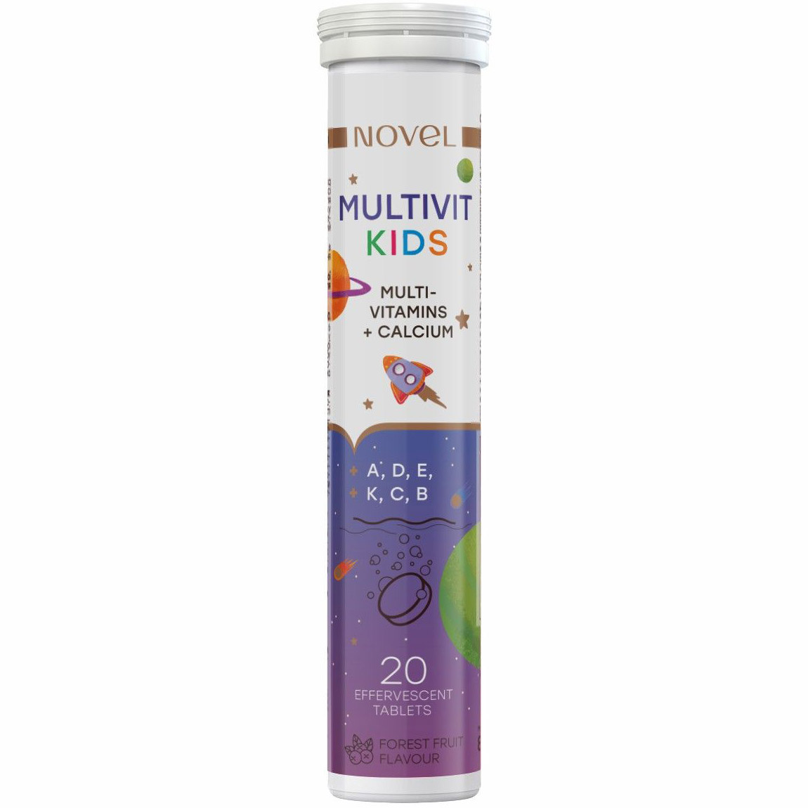 Вітамінно-мінеральний комплекс для дітей Novel Multivit Kids 20 шипучих таблеток - фото 1