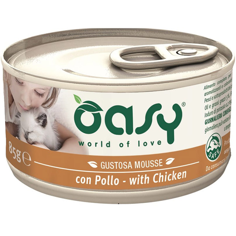 Влажный корм для взрослых кошек Oasy Курица мусс 85 г - фото 1