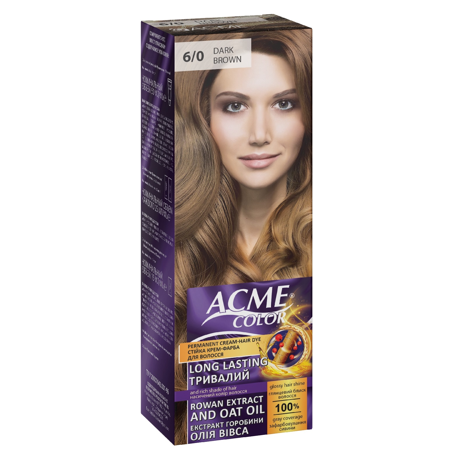 Крем-фарба для волосся Acme Color EXP, відтінок 6/0 (Темно-русявий), 115 мл - фото 1