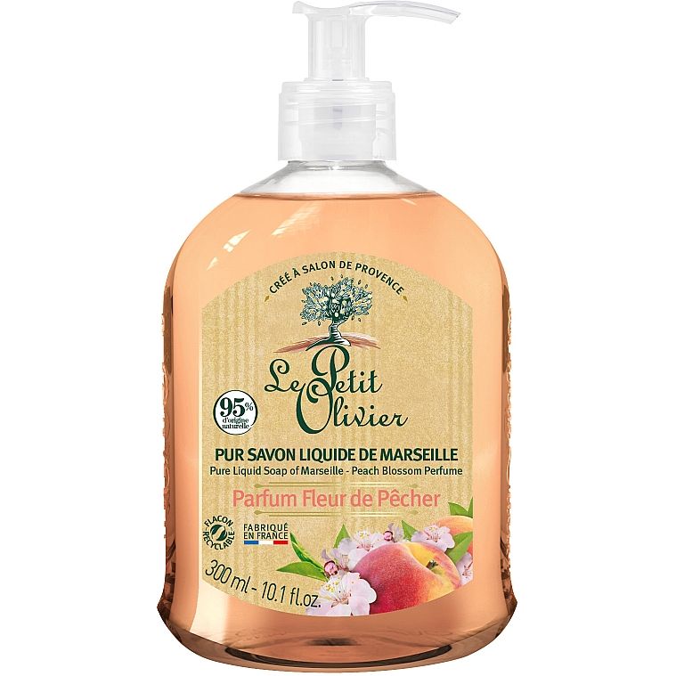 Жидкое мыло Le Petit Olivier 100% vegetal oils soap Цветение персика, 300 мл - фото 1