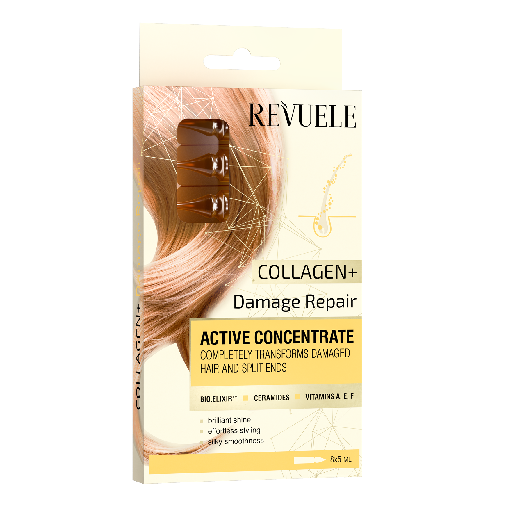 Концентрат Revuele для активації росту волосся в ампулах Колаген+Відновлення, 8х5 мл - фото 1