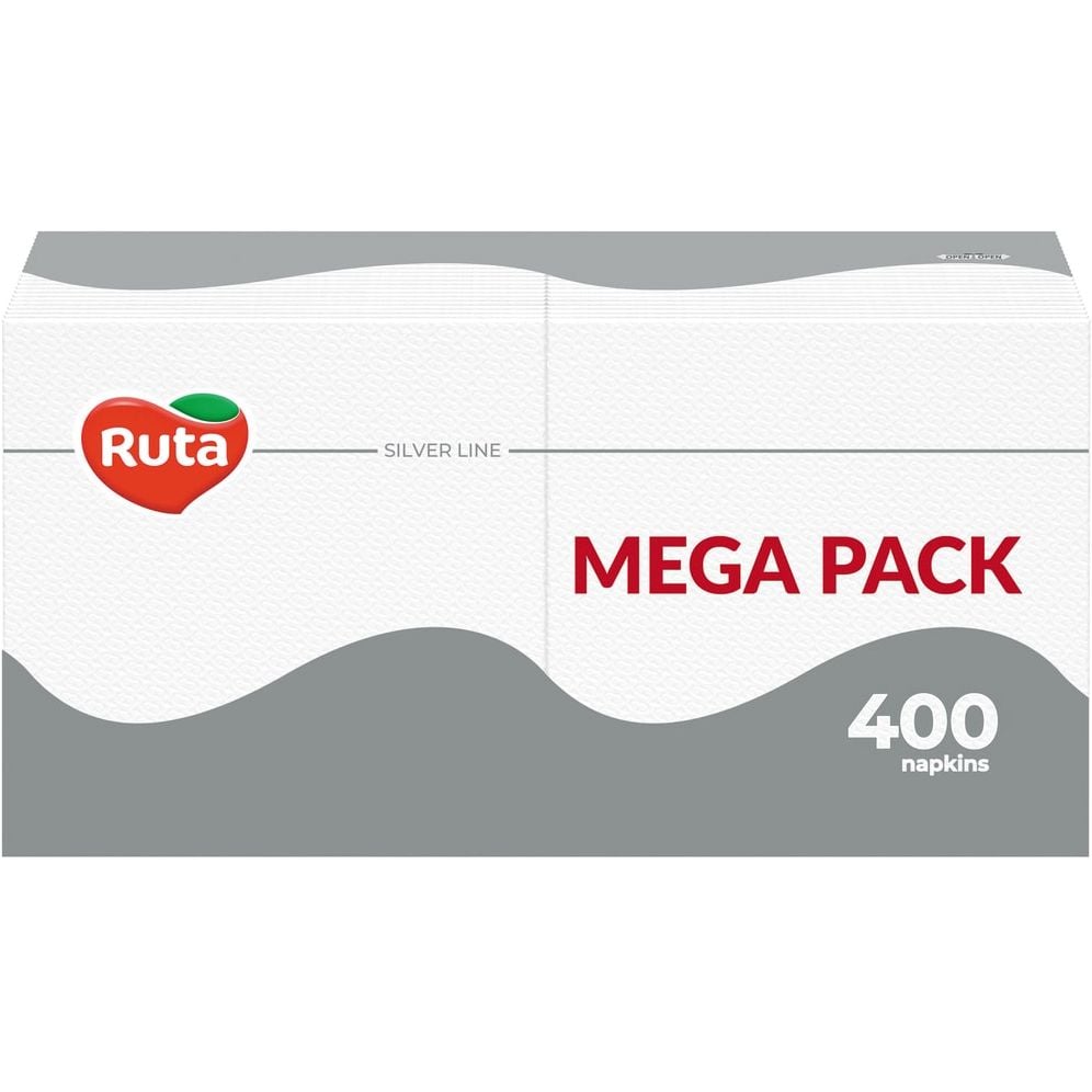 Серветки Ruta Mega Pack, одношарові, 24х24 см, 400 шт., білі - фото 1