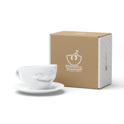 Чашка з блюдцем Tassen для кофе Подмигивающее лицо, белая, 200 мл (TASS14801/TA) - фото 2