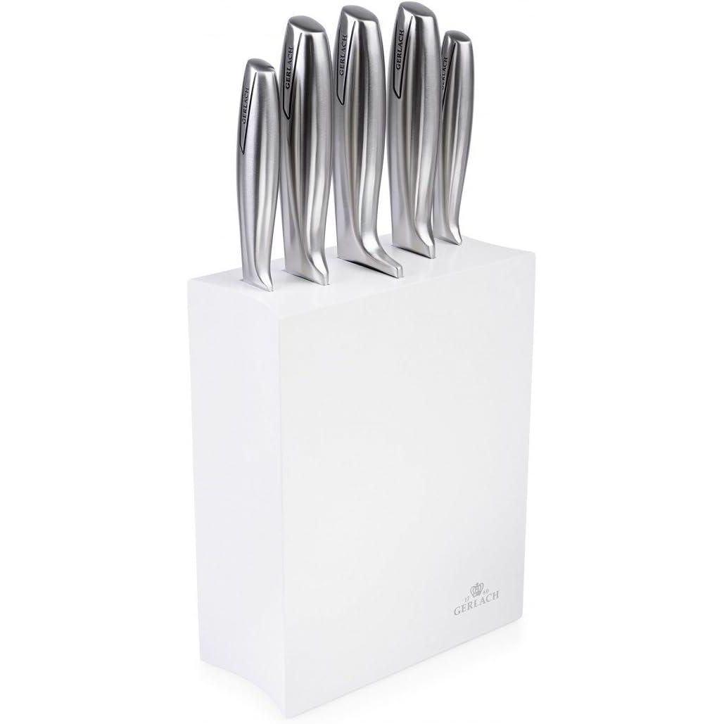 Набір з 5 кухонних ножів та підставки Gerlach Біло-сріблястий 000267178 - фото 1