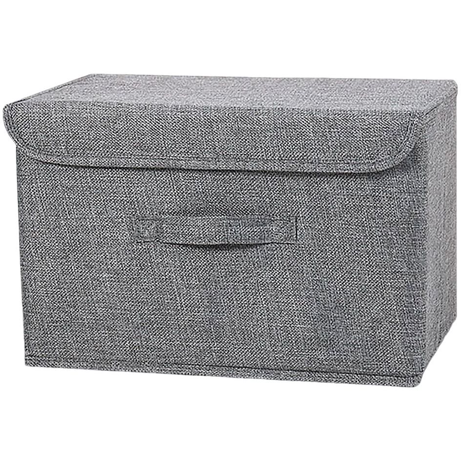 Ящик для хранения с крышкой МВМ My Home L текстильный, 440х290х280 мм, серый (TH-07 L GRAY) - фото 1