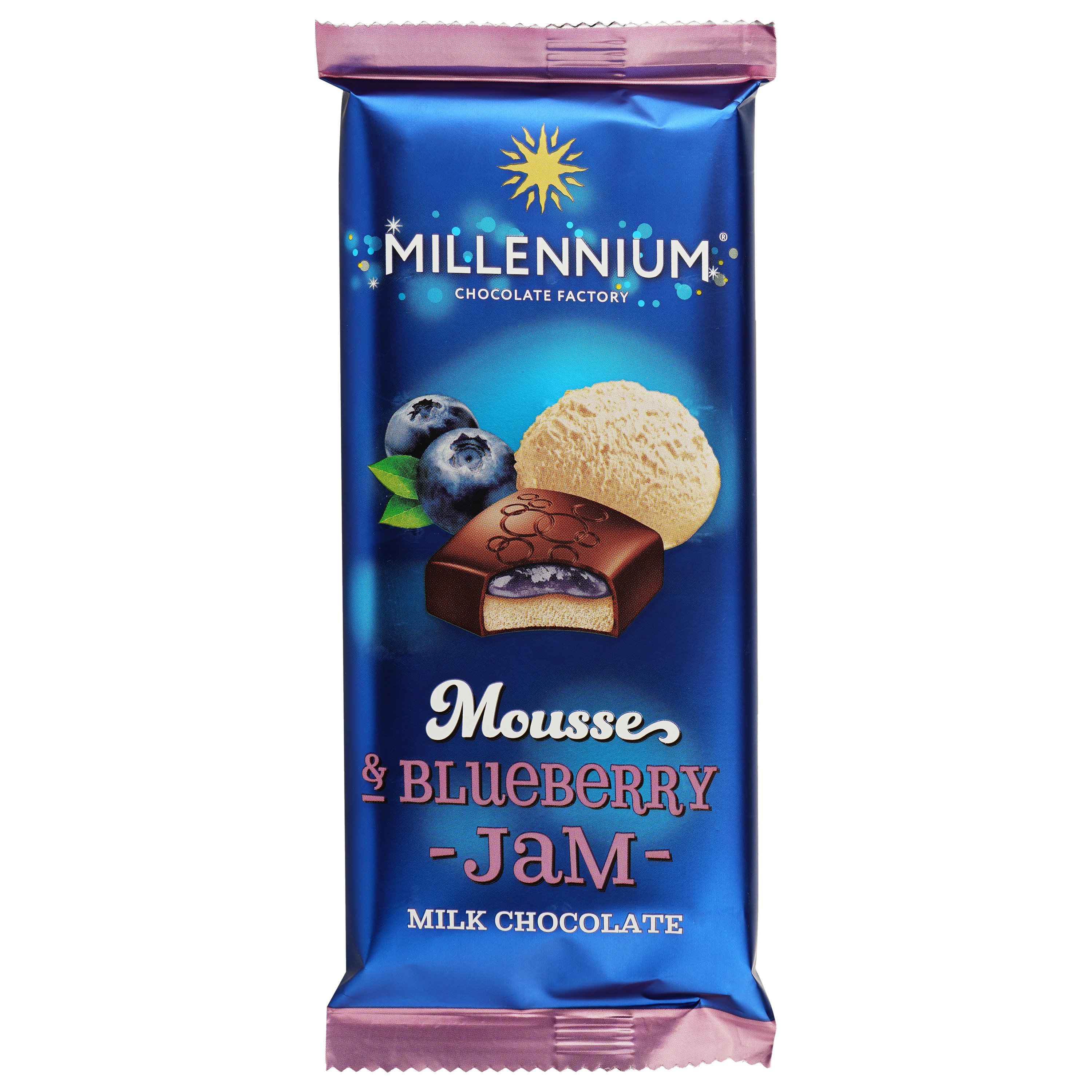 Шоколад молочний Millennium з мусовою та чорничною начинкою, 135 г (779429) - фото 2