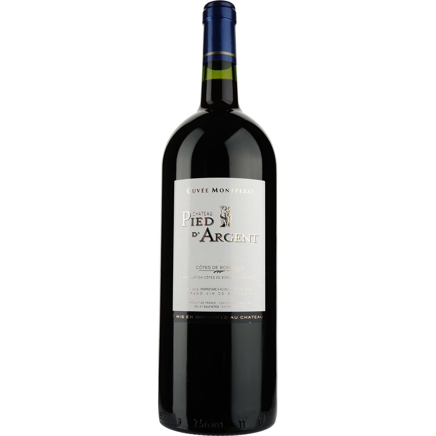 Вино Chateau Pied d'Argent Cuvee Montpezat AOP Cotes de Bordeaux 2021, красное, сухое, 1,5 л - фото 1