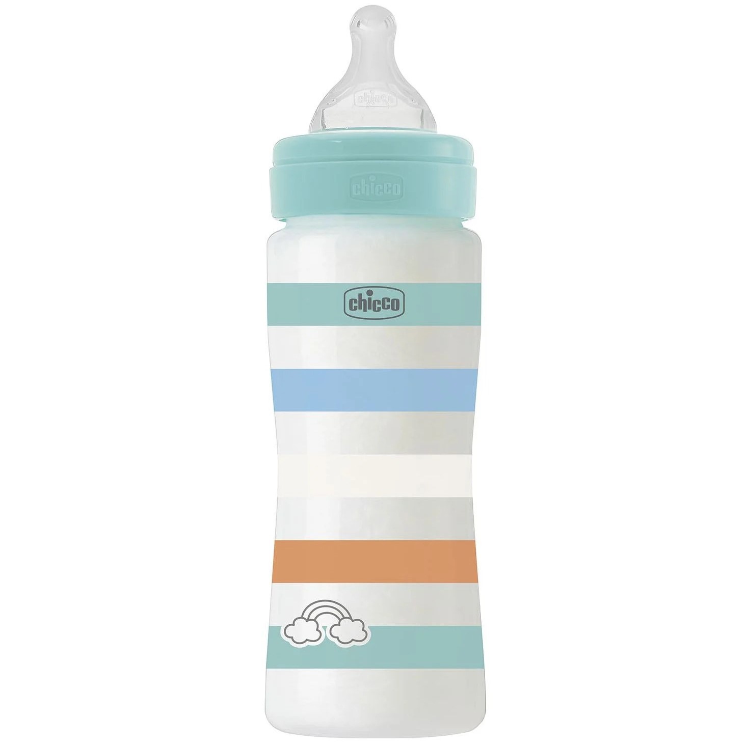 Бутылочка для кормления Chicco Well-Being Colors, с силиконовой соской 4м+, 330 мл, мятная (28637.21) - фото 1