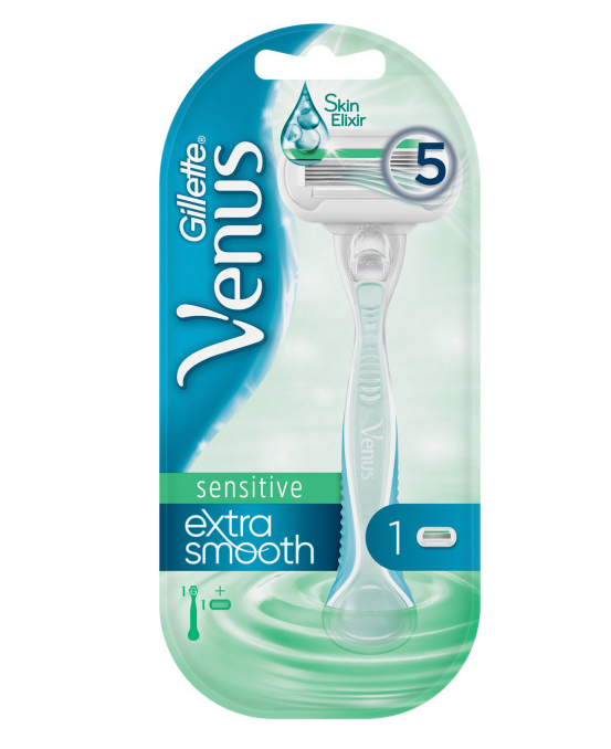 Станок для гоління жіночий Gillette Venus Extra Smooth Sensitive з 1 змінним картриджем - фото 1