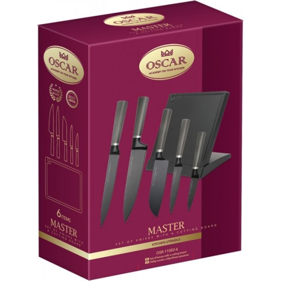 Набір ножів Oscar Master з обробною дошкою (OSR-11002-6). - фото 2