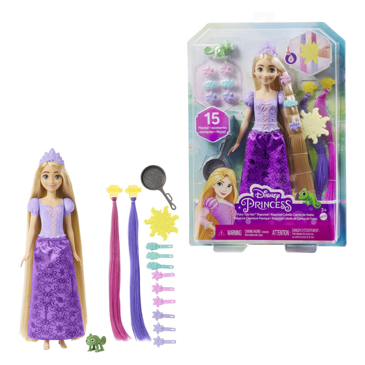Ігровий набір з лялькою Disney Princess Рапунцель Фантастичні зачіски, 27 см (HLW18) - фото 7