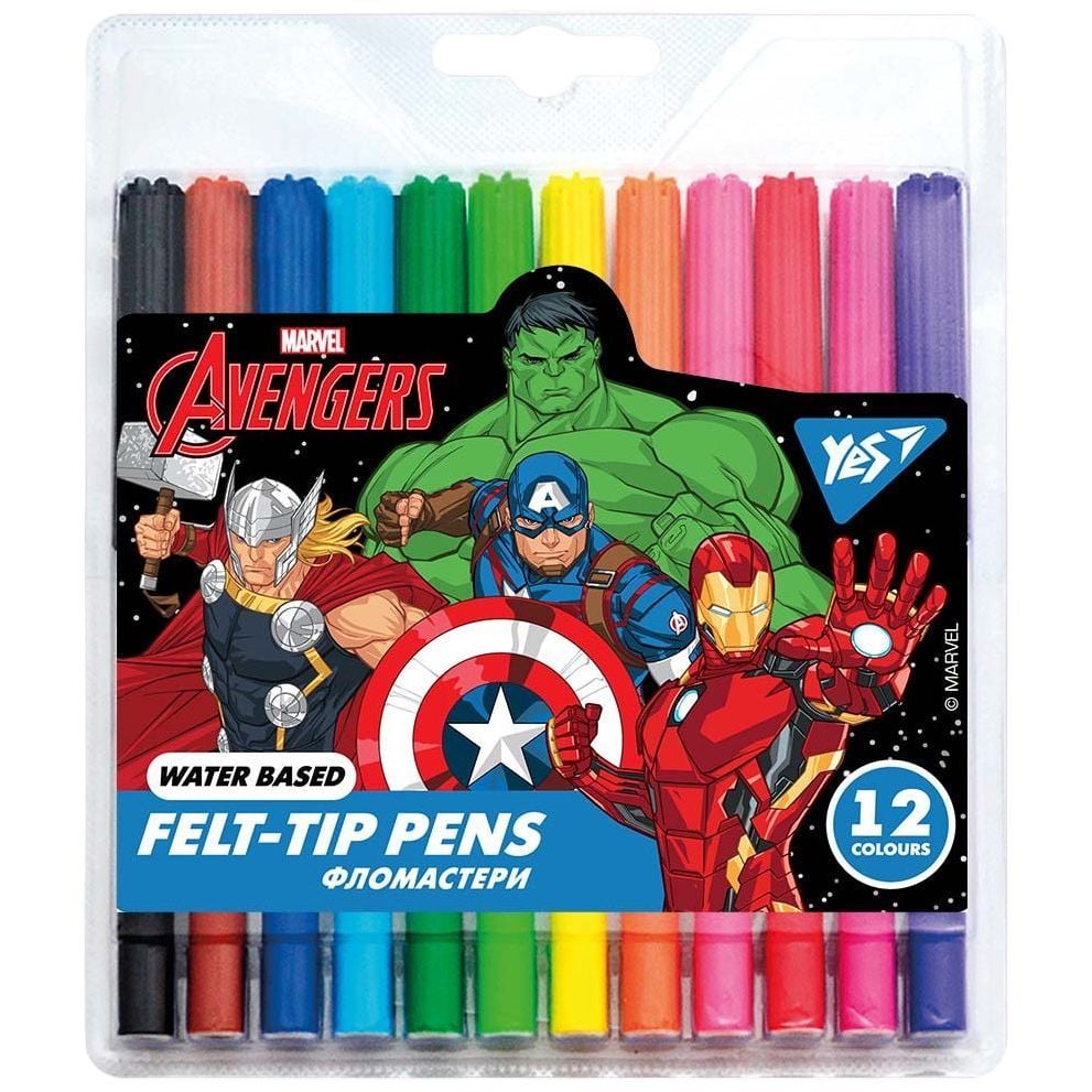 Фломастеры Yes Marvel Avengers, 12 цветов (650474) - фото 1