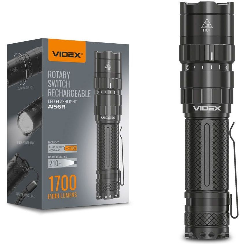 Портативний світлодіодний ліхтарик Videx VLF-A156R 1700 Lm 6500 K (VLF-A156R) - фото 2