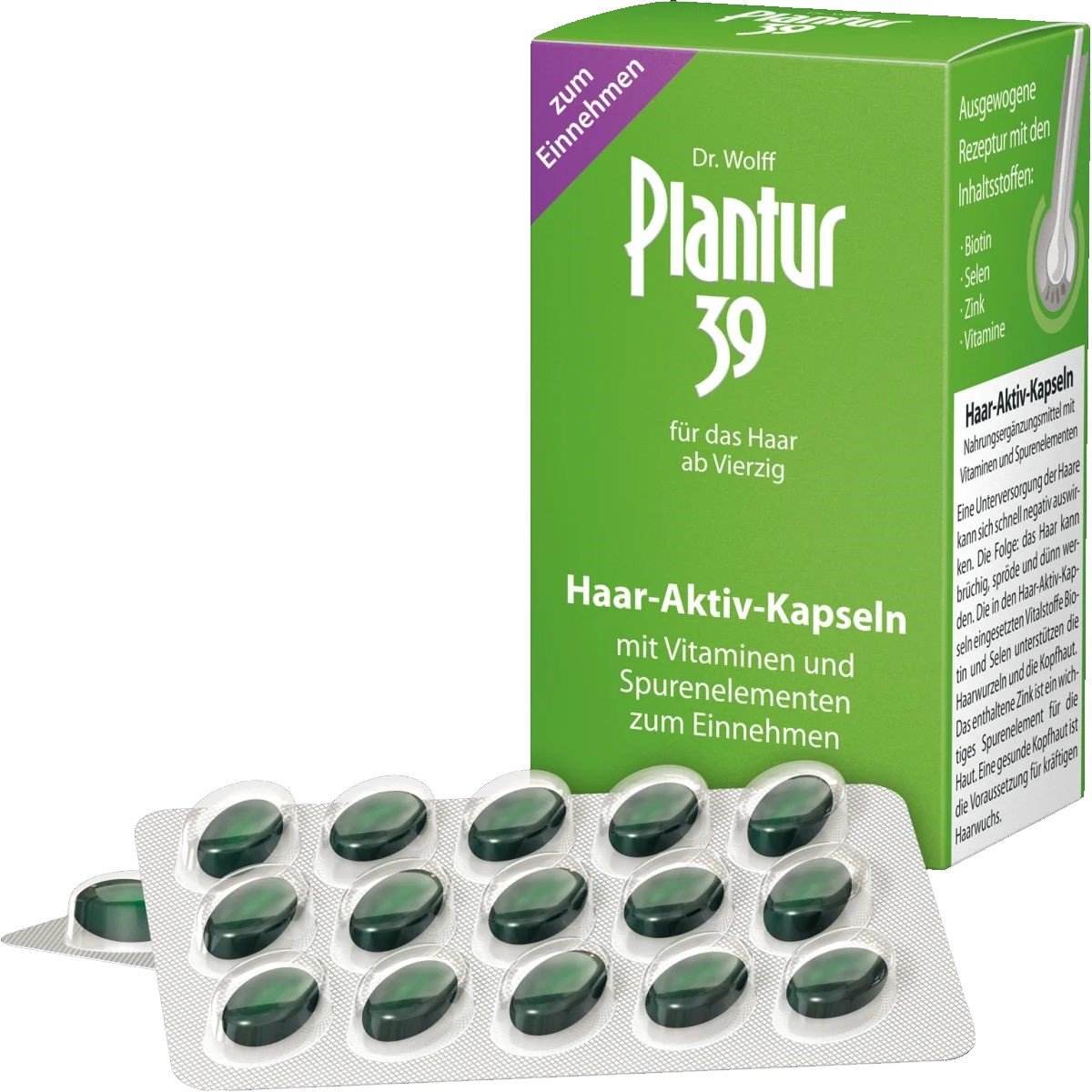 Лікувальні капсули Plantur 39 Hair-Aktiv Capsule, проти випадіння волосся, 60 шт. - фото 1