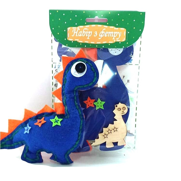 Набор для творчества Апли Крапли Сшей сам игрушку из фетра "Динозавр синий" (СИ-08) - фото 1