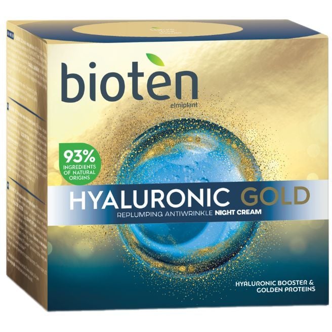Нічний крем для обличчя Bioten Hyaluronic Gold Replumping Antiwrinkle Night Cream проти зморшок 50 мл - фото 1