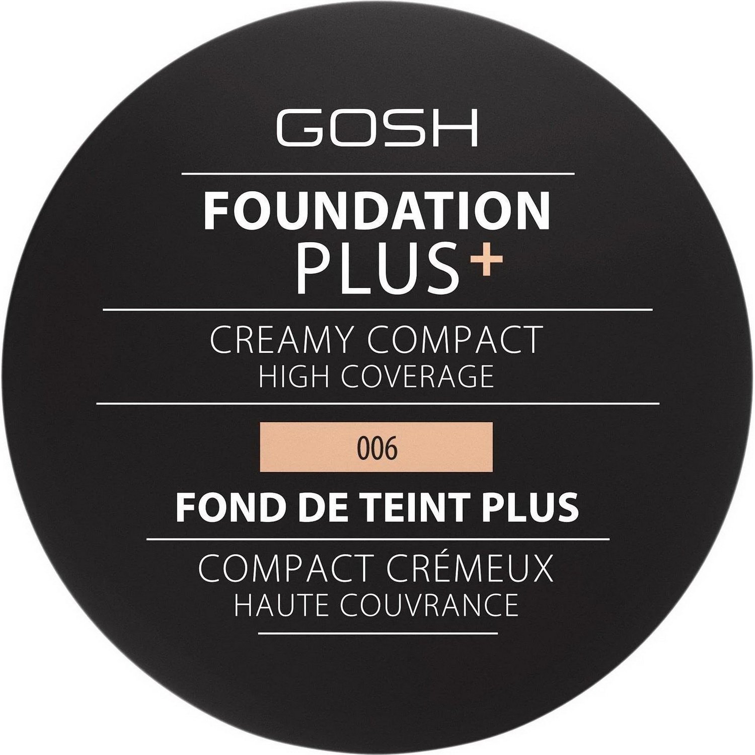 Компактна тональна основа Gosh Foundation Plus+ Creamy Compact відтінок 006 (Honey) 9 г - фото 1