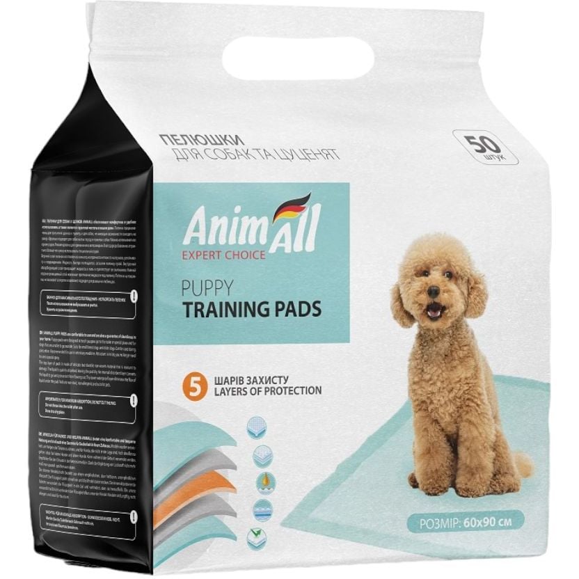 Пелюшки для собак та цуценят AnimAll Puppy Training Pads, 60х90 см, 50 шт. - фото 1