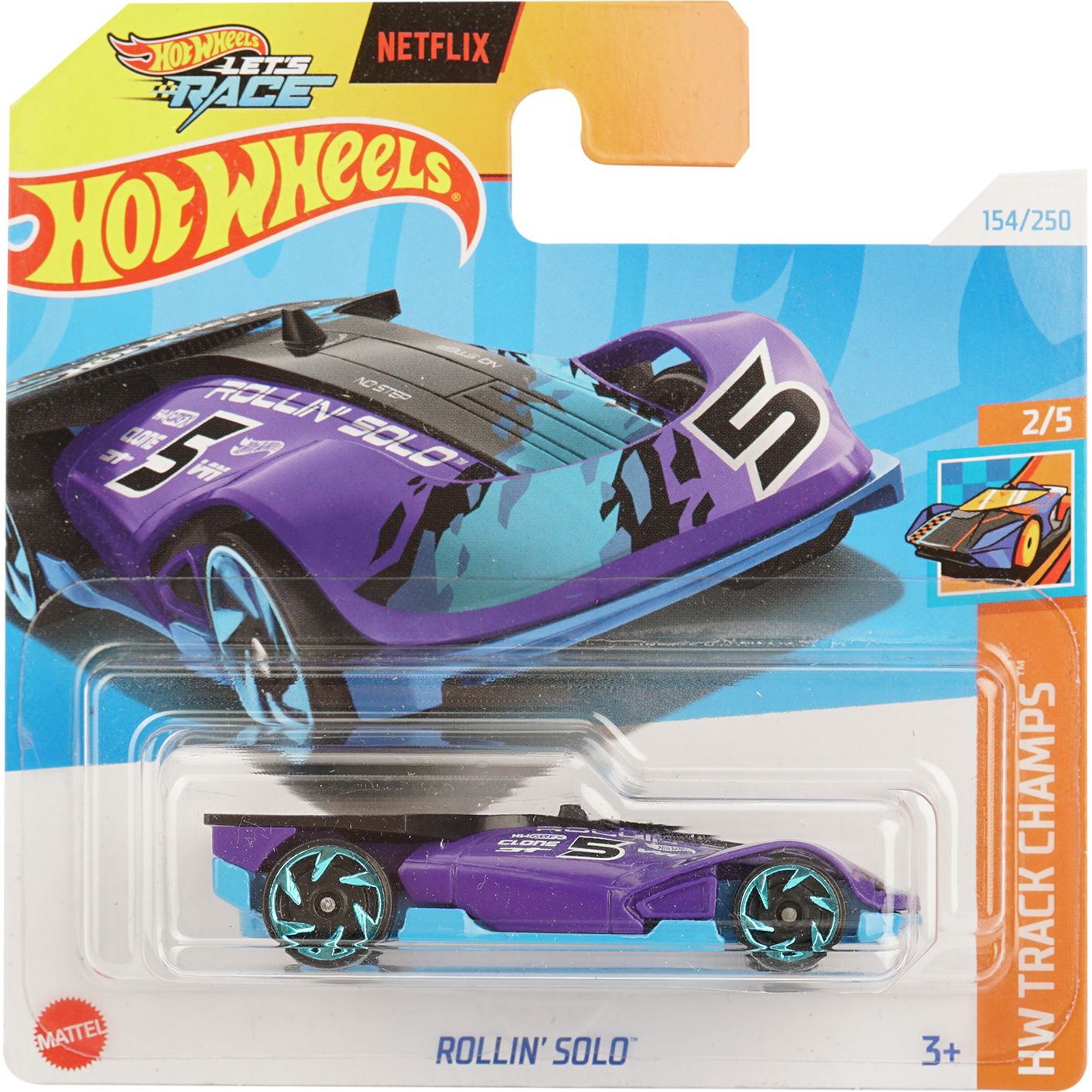 Базовая машинка Hot Wheels HW Track Champs Rollin Solo фиолетовая с голубым (5785) - фото 1