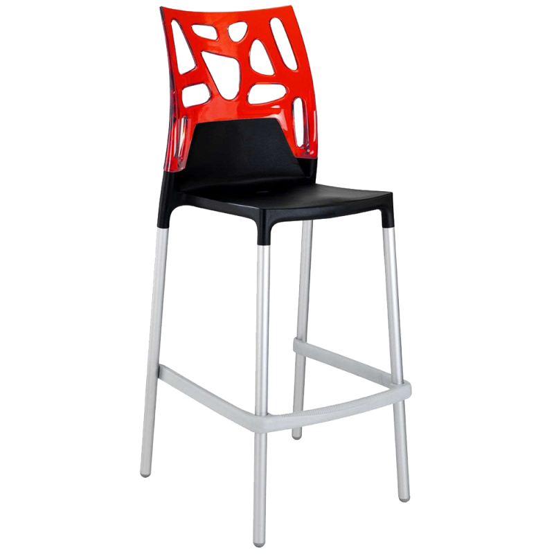 Барный стул Papatya Ego-Rock, черный с красным (431552) - фото 1