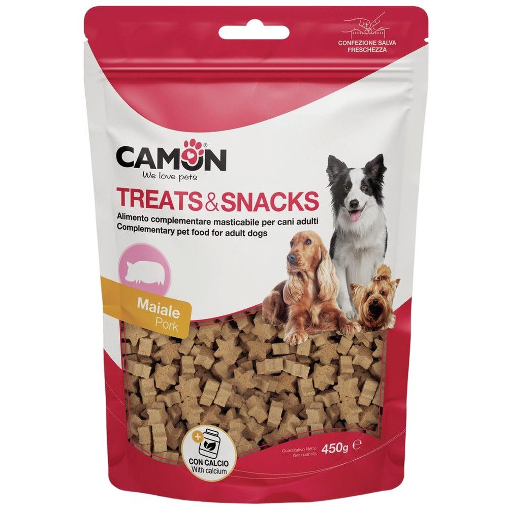 Лакомство для собак Camon Treats & Snacks Звездочки со свининой и кальцием, 450 г - фото 1