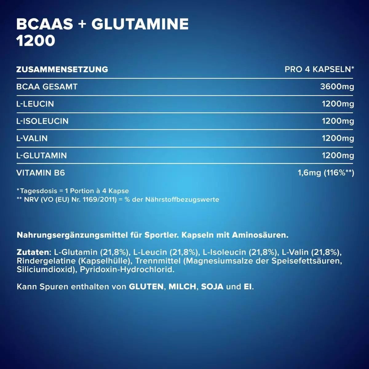 Амінокислота IronMaxx BCAA´s + Glutamine 1200, 260 капсул - фото 6