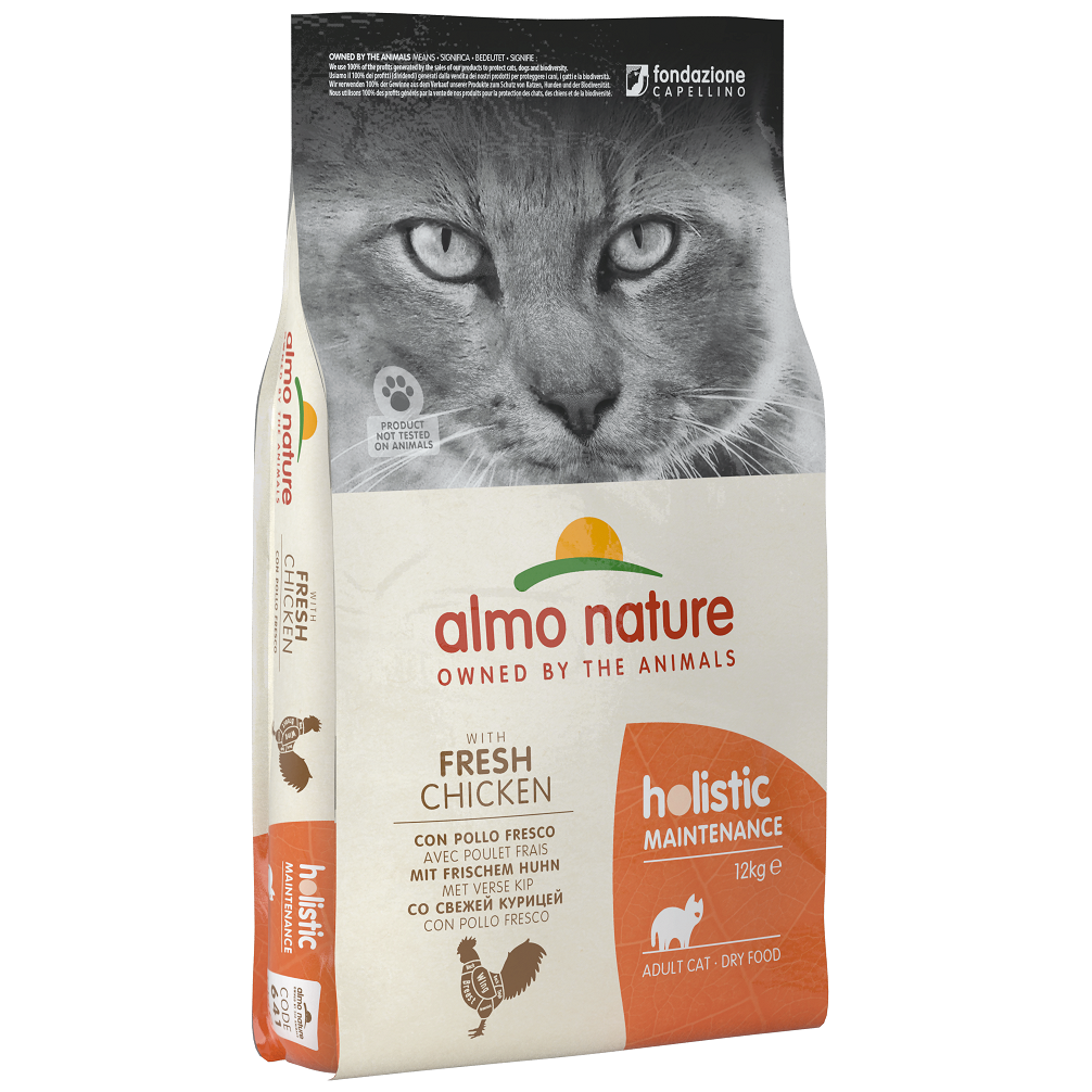 Сухий корм для дорослих котів Almo Nature Holistic Cat, зі свіжою куркою, 12 кг (641) - фото 1