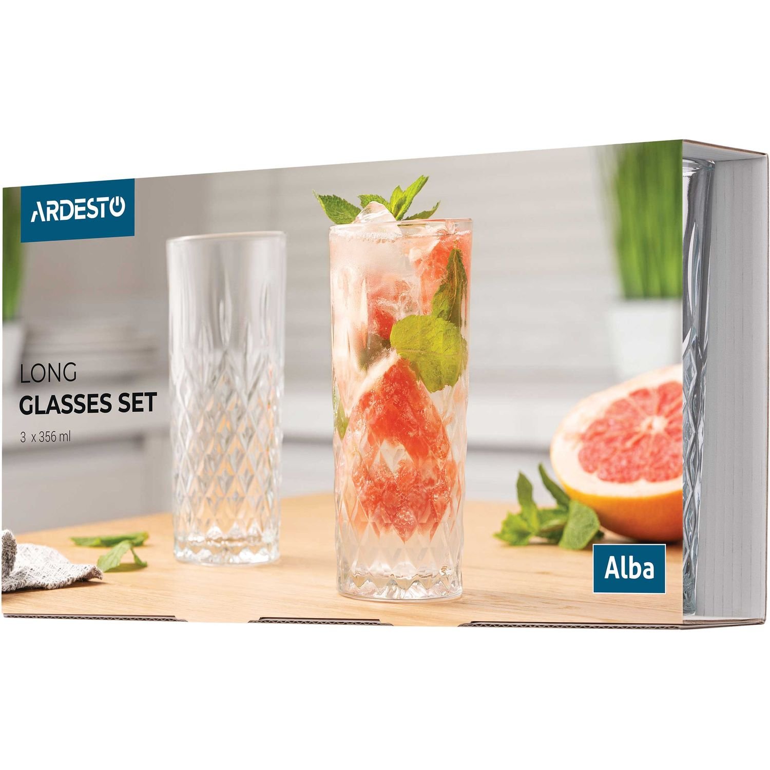 Набір високих склянок Ardesto Alba, 356 мл, 3 шт. (AR2635AB) - фото 4