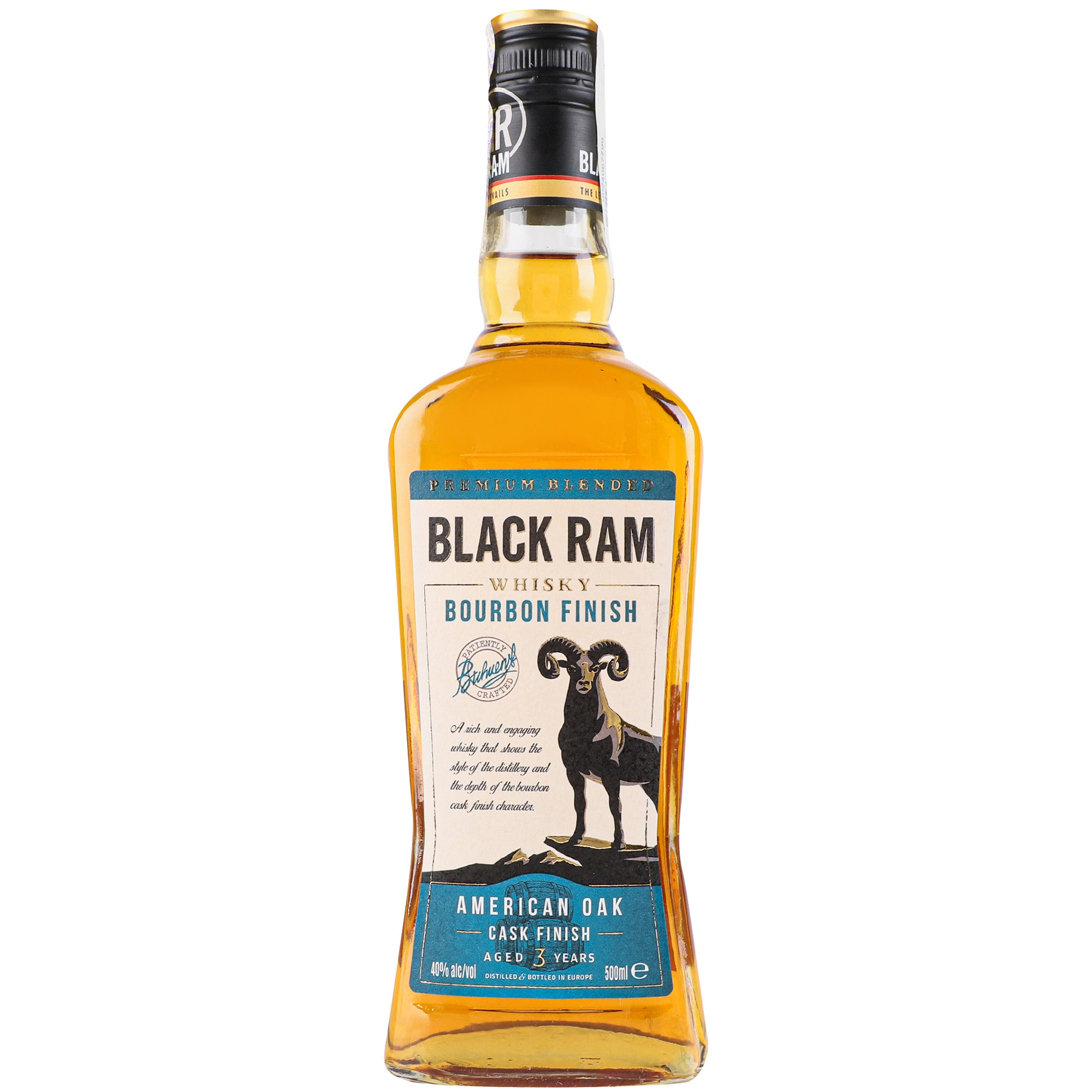 Виски Black Ram Bourbon Cask Finish 3 yo Blended Whisky 40% 0.5 л - фото 1