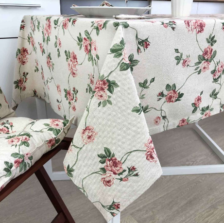 Photos - Tablecloth / Napkin Provans Скатертина Прованс Глорія Квіти, 85х85 см, червоний з зеленим  (14640)