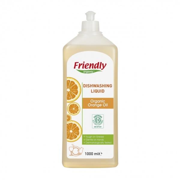 Органічний засіб для миття посуду Friendly Organic Апельсинове масло, 1000 мл - фото 1
