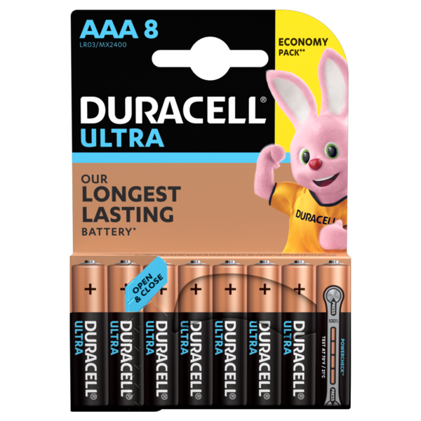Лужні батарейки мізинчикові Duracell Ultra 1,5 V AAA LR03/MX2400, 8 шт. (5004808) - фото 2