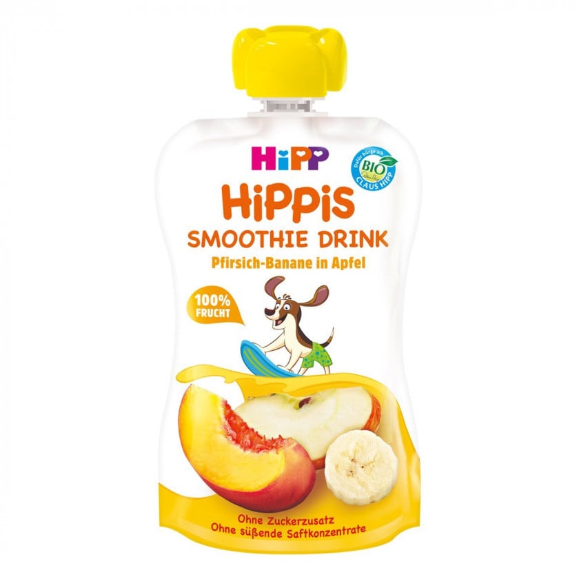 Органический фруктовый смузи HiPP HiPPiS Персик Яблоко Банан, 120 г - фото 1