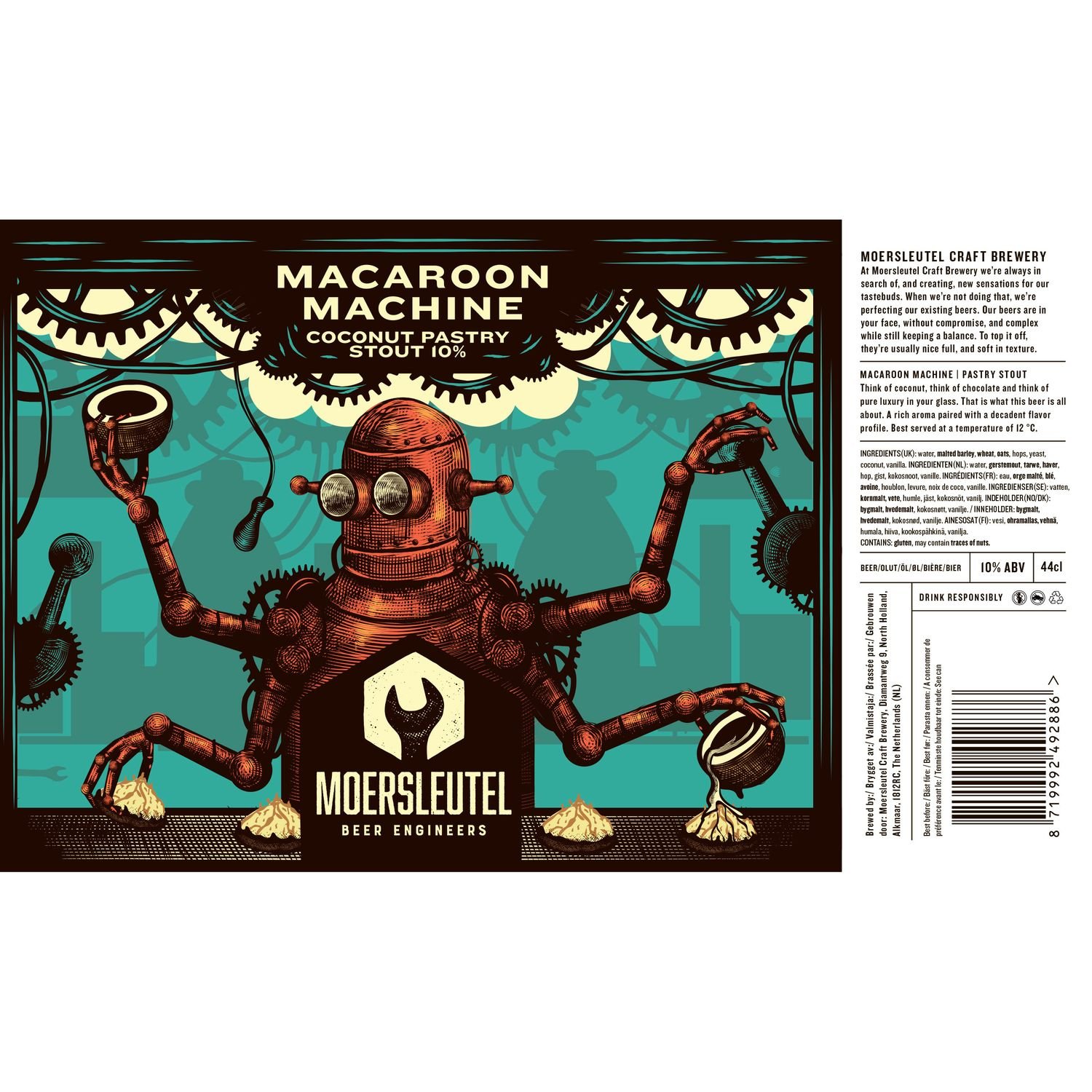 Пиво Moersleutel Macaroon Machine, темное, 10%, 0,44 л - фото 2