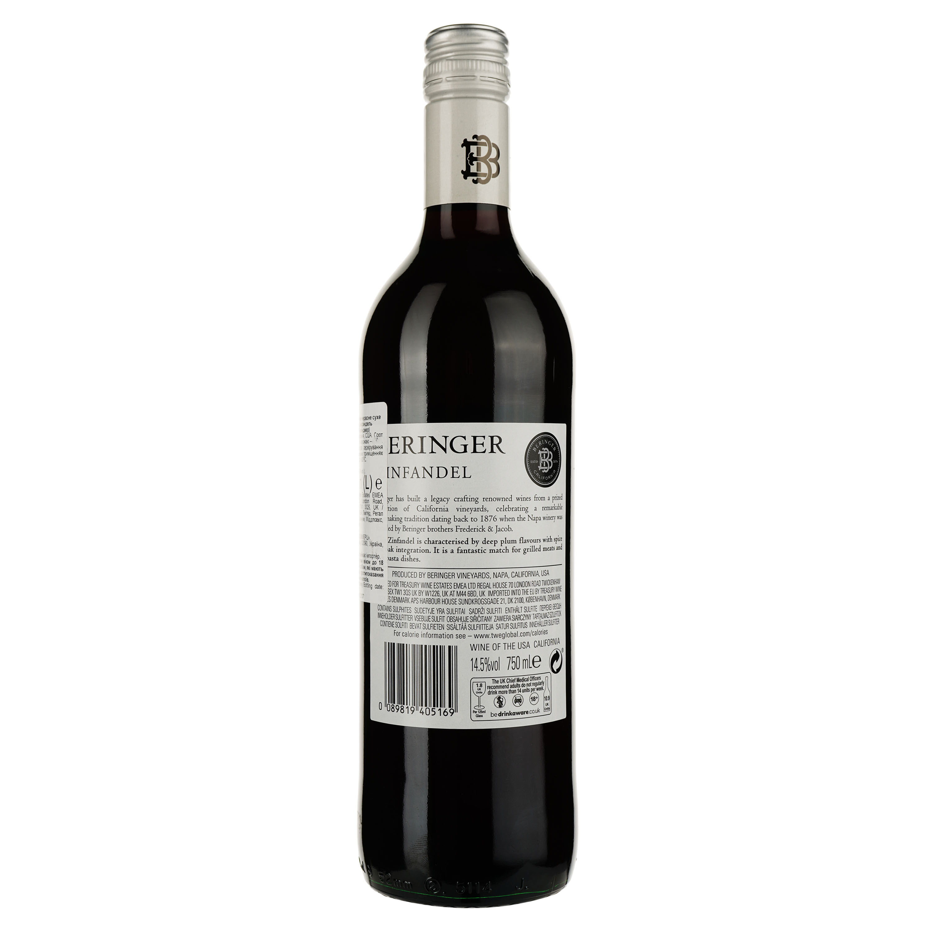 Вино Beringer Classic Zinfandel California, 13,5%, 0,75 л (671885) - фото 2