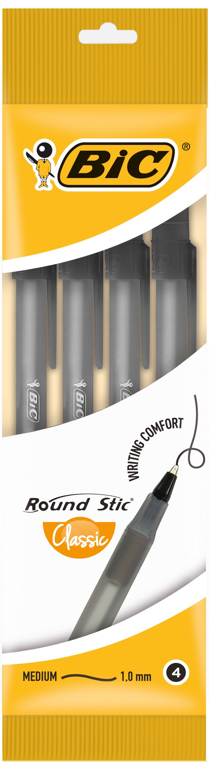 Ручка шариковая BIC Round Stic Classic, 0,32 мм, черный, 4 шт. (944177) - фото 1