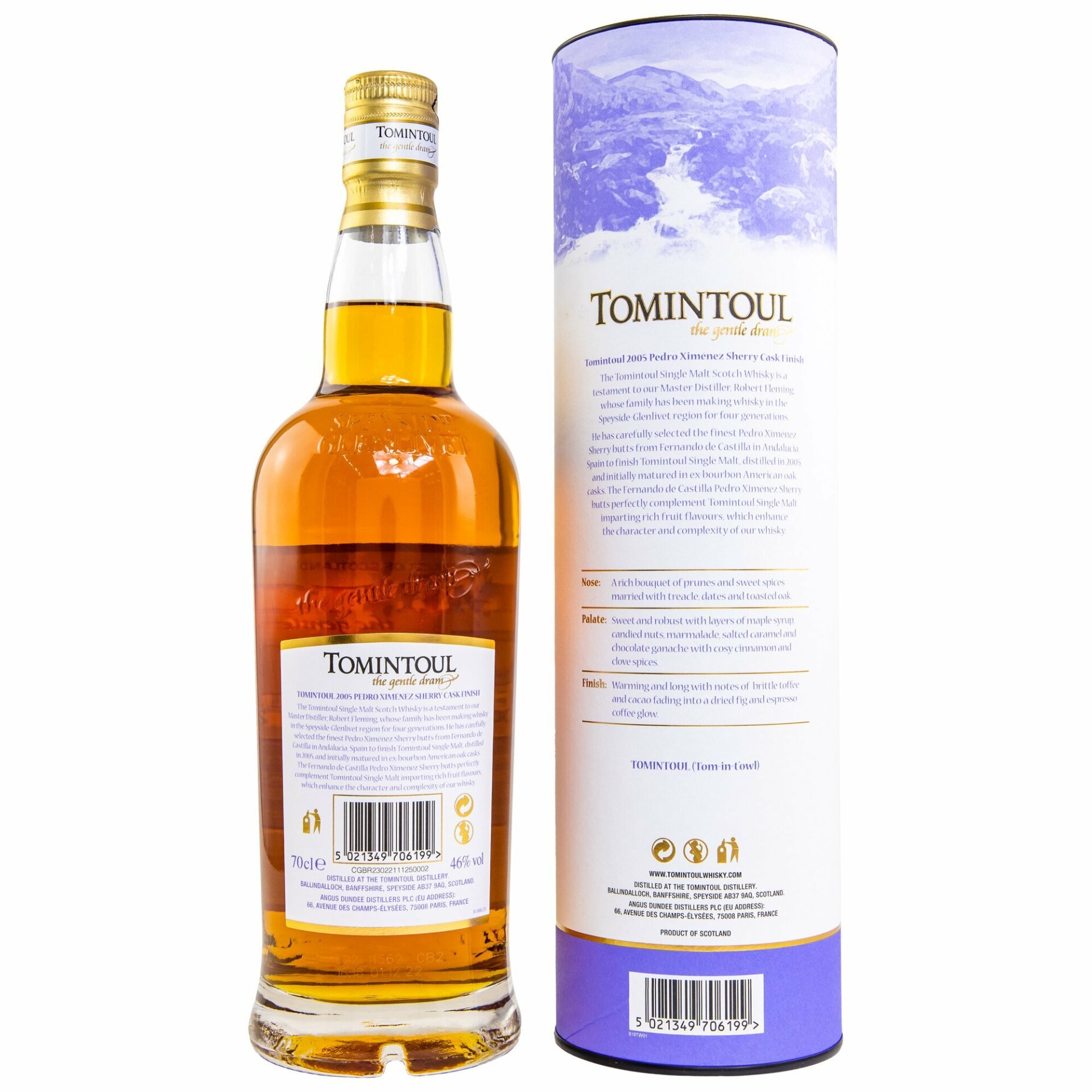 Виски Tomintoul Pedro Ximenez Sherry Cask Finish 17 yo Single Malt Scotch Whisky 2005 46% 0.7 л в коробке - фото 6